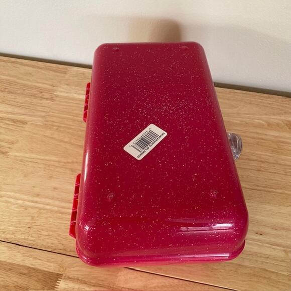 Caboodle Pink Glitter Make-Up Jewelry Art Organizer Box Container 2 Tier Mirror - Picture 7 of 7